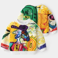 2021 Spring Autumn Fashion New Design 2 3 4 5 6 8 10 Years Children'S Clothing Full Print All-Match Sweatshirt For Kids Baby Boy