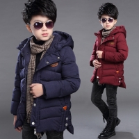 2021 Big Size Teenager Thick Warm Winter Boys Jacket 2 Color Heavy Long Style Hooded Outerwear For Boy Children Windbreaker Coat