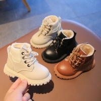 Girls Fashion Boots New Autumn Winter Cotton-padded Shoes Little Boys Fashion Short Boots Beige Brown Black Color