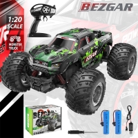 BEZGAR TM201 Remote Control Car,2.4GHz Rc Car All-Terrain 15Km/h 1:20 Off-Road Monster Truck Toy Christmas Present for Children
