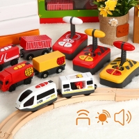 RC Electric Train Set With Carriage Sound and Light Express Truck FIT Wooden Track Children Electric Toy Kids Toys