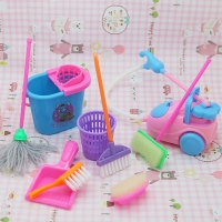 6/9pcs 1set Furniture Toys Miniature House Cleaning Tool doll house accessories For Doll House Pretend Play Toy things for dolls