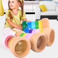 Rainbow Wooden Magical Mini Kaleidoscope Bee Eye Effect Polygon Prism Children Toy