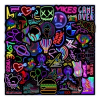 10/30/50PCS Cartoon Neon Light Graffiti Stickers Car Guitar Motorcycle Luggage Suitcase DIY Classic Toy Decal Sticker for Kid