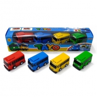 4pcs/set Anime Tayo the Little Bus Educational Toys Cartoon Mini Plastic Pull Back Bus Car Model Toys for Kids Christmas Gifts