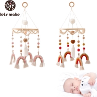 Let's Make Baby Mobile Rattles Toys 0-12 Month Rainbow Pendant Crib Bed Bell Toddler Rattles Toy Carousel Kids Musical Toys Gift