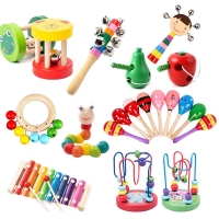 Baby Toys Montessori Wooden Rattles Sand Hammer Enlightenment Wooden Blocks Puzzle Game Development Baby Toys 0 12 Months