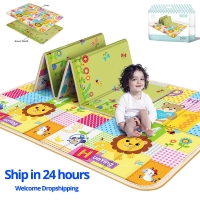 Baby Play Mat Foldable Children Carpet Double-Sided Cartoon Pattern Kids Room Carpet Educational Activity Surface Easy to Carry