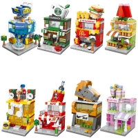 Architecture Street View Building Blocks Store Shop House Model DIY Mini Bricks Christmas Gift Toys for children