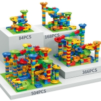 84-504PCS Marble Race Run Block Small Size Building Blocks Funnel Slide Blocks DIY Creative Bricks Assemble Toys for Kids Gifts