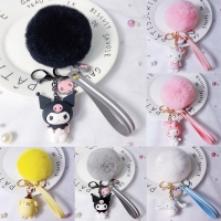 Kawaii Sanrio Hello Kitty Plushie Keychain Cartoon Kuromi My Melody Cinnamoroll Doll Cute Bags Pendant Car Key Ring Holiday Gift