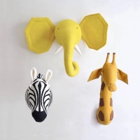 Zebra/Elephant/Giraffe 3D Animal Head Wall Mount Children Stuffed Toys Kids Room Wall Home Decoration Accessories Birthday Gifts