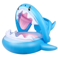 Baby Swimming Pool Float Ring Toddler Floaties with Removable Inflatable Canopy Shark Infant for Kids Aged 6 36 Months