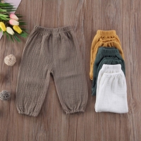 Baby Girls Boys Solid Loose Bloomers Drawstring Trousers Cotton Line Pants Summer Casual Children's Baby Pants