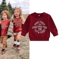 Infant Kid Baby Girls Boys Christmas Clothes Tops Hoodies Sweatshirts Long Sleeve Shirt Spring Autumn Santa Letter Clothes 6M-4T