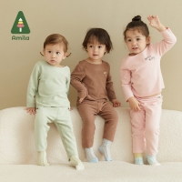 Amila Baby Thermal Underwear 2022 Autumn New  Pure Color Warm Boys & Girls Cotton Comfort Soft Children's Suit Homewear  Fashion