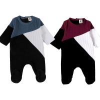 Baby romper kids clothes long sleeves pajamas baby overalls Stitching color boy girls clothes footies autumn winter romper