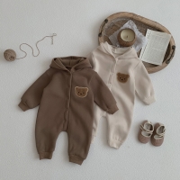 Baby Clothing Autumn And Winter Fleece Boy Baby Jumpsuit Newborn Cute Bear Cartoon Keep Warm Coat Girl Clothes