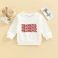 Fashion Toddler Kids Baby Boys Girls Thanksgiving Sweatshirts 0-24M Letter Print Long Sleeve Casual Sweatshirts Tops Outwear