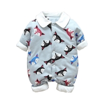 Baby Clothes Spring Autumn New Born Infant Boys Warm Jumpsuit Cartoon Outfits Turn- Down Collar Coat Kids Romper 0-12 Month