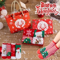 4 Pairs/box Christmas Socks Cotton Cartoon Baby Socks Boys and Girls' Baby Socks Calcetines Gift Winter Warm Foot Sock