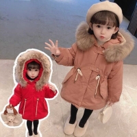 Girls Fur Coat Jacket Cotton Outwear Overcoat 2022 Hooded Warm Thicken Plus Velvet Winter Autumn School Gift Children's Clothing