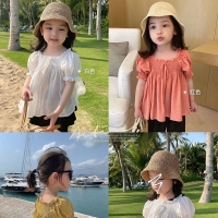 Toddler Kids Summer Clothes Short Sleeve Children Tops Princess Baby Girl Dress Solid