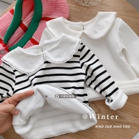 Girls Cashmere T-shirt 0-5 Years Baby Girl Doll Collar Long Sleeve Cotton Bottoming Shirt Kids Clothes Autumn Winter