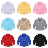 New Children's Casual Pure Color Shirt Boys and Multi-color Long Sleeve Formal Shirt Students Performance Clothes Girl Blouse