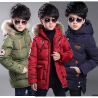 2022 New Big Size Thick Warm Teenager Winter Boys Jacket Heavy Fashion Hooded Outerwear For Kids Children Windbreaker Coat