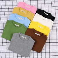 New Spring Kids Pullovers Tops Baby Boys Girls Pure Color Sweaters Autumn Kids Sweaters Knitted Bottoming Boys Sweaters