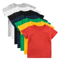 Summer Boys Girls T Shirt Tops for Child Baby Toddler Solid Color Cotton Clothes White Black Children Tees Kids Plain 1-8 Years