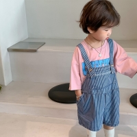 Boys Summer casual stripe overalls shorts 1-6 years kids loose Straps shorts