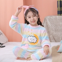 New Flannel Kids Pajamas 2021 Autumn Winter Girl Boy Sleepwear Set Baby Clothes Animal Cartoon Coral Fleece Children's Pyjamas