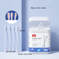 200 baby cotton swabs, double-ended sterile cotton swabs, spiral head, ear and nose multifunctional cleaning stick