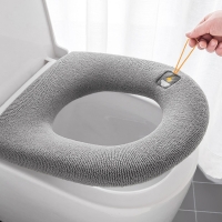 Winter Warm Toilet Seat Cover Mat Bathroom Toilet Pad Cushion with Handle Thicker Soft Washable Closestool Warmer Accessories