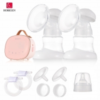 Horigen Double Breast Pump Hands Free Portable Electric Breast Pump LED Screen 3 Modes 9 Suction Level Low Noise with Flanges