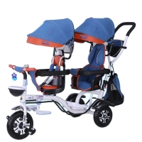 Babyfond twin children's tricycle Multifunction twin stroller Front seat can be rotated  two-seat bicycle
