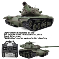 Entry-level RC military tank with smoke, shooting and sound effects (M60A3 MK5 and M60A1 versions)