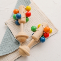 New Arrival Baby Wooden Rattle Colorful Ringing bell Infant Hand bell Baby Rattles Jingle bells Montessori Educational Toy 