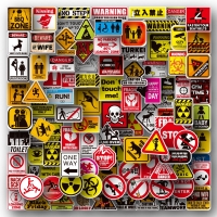 10/30/50/100pcs Cartoon Warning Stickers Danger Banning Skateboard Guitar Laptop Motorcycle Car Classic Toy Cool Decals Sticker