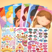 DIY Face Sticker Book Set for Kids - Cute Cartoons, Princesses, and Animals - Fun Puzzle Games - Great Gift and Toy for Toddlers.