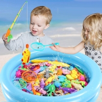 Children's Magnetic Fishing Toy Set with Inflatable Pool for Outdoor Water Play