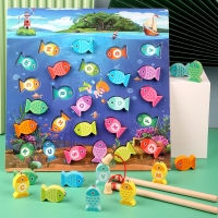 Wooden Magnetic Fishing Toy for Preschoolers - Montessori Baby Teaching Aid for Learning Colors and Letters, Ideal for Outdoor Play
