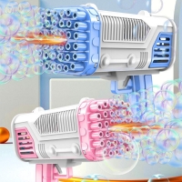 Electric Bubble Blower with Light for Kids' Summer Outdoor Party - 36 Holes Bazooka Bubble Machine Toy as Children's Gift
