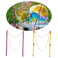 Giant Bubble Wand Set for Outdoor Fun with Kids - Rainbow World Bubble Maker with Foldable Swing Arm