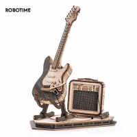 Robotime Rokr Electric Guitar Building Block Set - 3D Wooden Puzzle for Kids and Adults (TG605K)