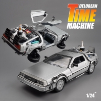1:24 Delorean Back to the Future Time Machine Diecast Metal Toy Car for Kids and Collectors - Welly