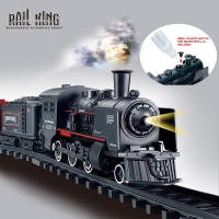 Smoke-Simulated Battery-Operated Classical Freight Train Playset with Electric Locomotive Toy