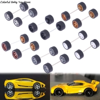 1Set 1:64 Car Wheels For Hotwheels Rubber Tire With Wheel Axle Model Car Modified Part DIY Racing Vehicle Toys